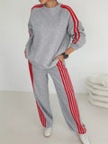 Casual Striped Sweatshirt and Pants Set - Your Second Look