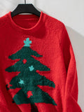 Christmas Tree Round Neck Raglan Sleeve Sweater - Your Second Look
