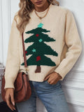 Christmas Tree Round Neck Raglan Sleeve Sweater - Your Second Look