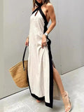 Contrast Halter Maxi Dress - Your Second Look
