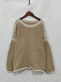 Cozy Contrast Stitching Sweater - Your Second Look