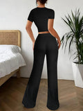 Crop Top and Wide Leg Pants Matching Set - Your Second Look