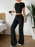 Crop Top and Wide Leg Pants Matching Set - Your Second Look