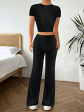 Crop Top and Wide Leg Pants Matching Set - Your Second Look