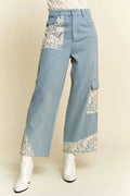 Davi & Dani Lace Applique Wide Leg Jeans - Your Second Look