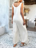 Devine Button Front Knotted Strap Wide Leg Jumpsuit - Your Second Look