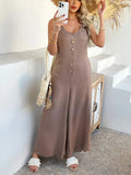 Devine Button Front Knotted Strap Wide Leg Jumpsuit - Your Second Look