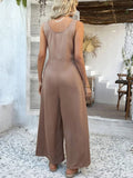 Devine Button Front Knotted Strap Wide Leg Jumpsuit - Your Second Look
