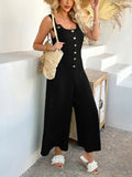 Devine Button Front Knotted Strap Wide Leg Jumpsuit - Your Second Look