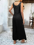 Devine Button Front Knotted Strap Wide Leg Jumpsuit - Your Second Look
