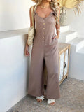 Devine Button Front Knotted Strap Wide Leg Jumpsuit - Your Second Look
