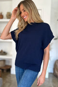 Double Take Full Size Mock Neck Short Sleeve Sweater - Your Second Look