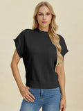 Double Take Full Size Mock Neck Short Sleeve Sweater - Your Second Look