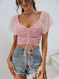 Drawstring Short Sleeve Crop Top - Your Second Look