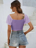 Drawstring Short Sleeve Crop Top - Your Second Look