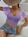 Drawstring Short Sleeve Crop Top - Your Second Look
