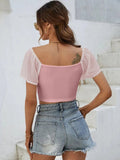 Drawstring Short Sleeve Crop Top - Your Second Look