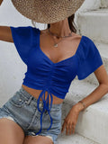 Drawstring Short Sleeve Crop Top - Your Second Look