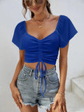 Drawstring Short Sleeve Crop Top - Your Second Look