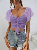 Drawstring Short Sleeve Crop Top - Your Second Look