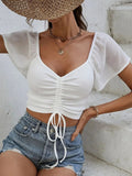 Drawstring Short Sleeve Crop Top - Your Second Look