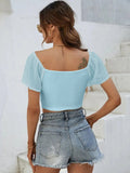 Drawstring Short Sleeve Crop Top - Your Second Look