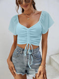 Drawstring Short Sleeve Crop Top - Your Second Look
