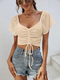 Drawstring Short Sleeve Crop Top - Your Second Look