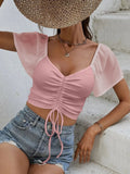Drawstring Short Sleeve Crop Top - Your Second Look