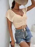 Drawstring Short Sleeve Crop Top - Your Second Look