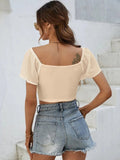 Drawstring Short Sleeve Crop Top - Your Second Look