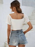 Drawstring Short Sleeve Crop Top - Your Second Look