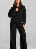 Drop Shoulder Zip Up Jacket and Drawstring Pants Set - Your Second Look