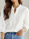Embroidered Eyelet Button Up Shirt - Your Second Look