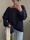 Everyday Boat Neck Drop Shoulder Sweater - Your Second Look