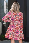 Fall Flower Print Long Sleeve Mini Dress - Your Second Look