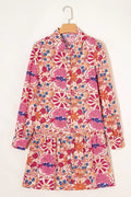 Fall Flower Print Long Sleeve Mini Dress - Your Second Look