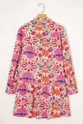 Fall Flower Print Long Sleeve Mini Dress - Your Second Look