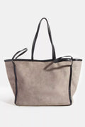 Fame Suede Tote Faux Leather Trim Shoulder Strap - Your Second Look