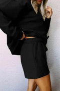 Fashionfitz Black Textured Loungewear Set for Women - Your Second Look