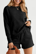 Fashionfitz Black Textured Loungewear Set for Women - Your Second Look