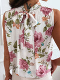 Floral Mock Neck Sleeveless Blouse - Your Second Look