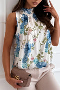 Floral Mock Neck Sleeveless Blouse - Your Second Look