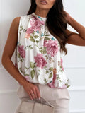Floral Mock Neck Sleeveless Blouse - Your Second Look