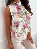 Floral Mock Neck Sleeveless Blouse - Your Second Look