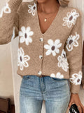Floral Print Button - Up Knit Cardigan - Your Second Look