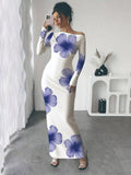 Floral Print One Shoulder Maxi Dress - Your Second Look