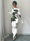 Floral Print One Shoulder Maxi Dress - Your Second Look