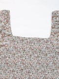 Floral Smocked Square Neck Puff Sleeve Jumpsuit - Your Second Look
