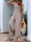Floral Smocked Square Neck Puff Sleeve Jumpsuit - Your Second Look
